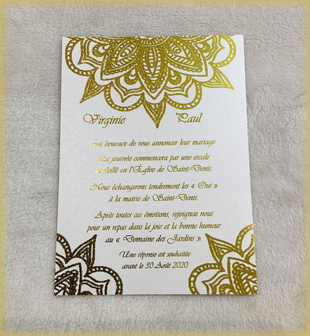 Invitation Mandala brillant doré