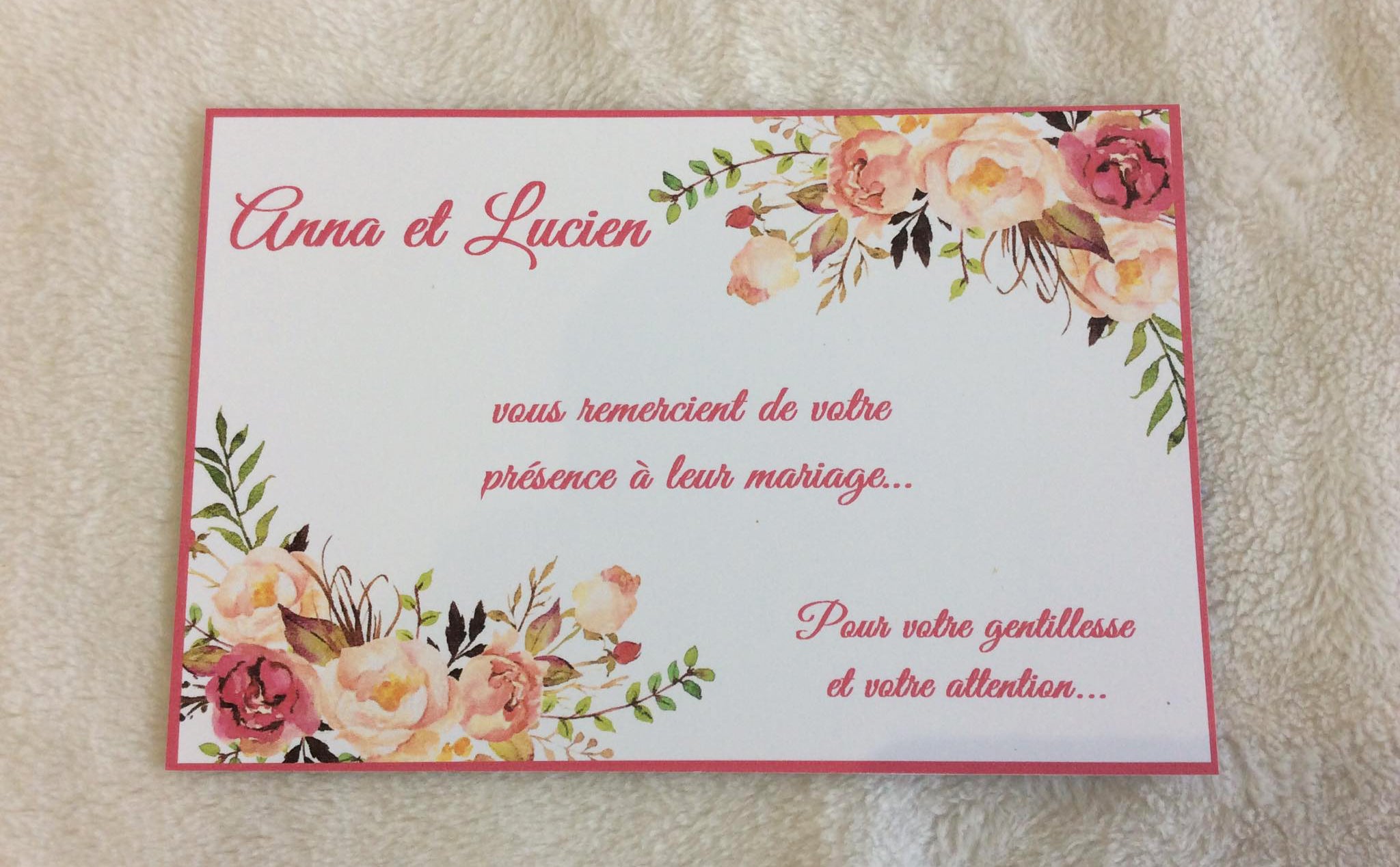Carte de remerciement - Modèle 1 – ljhshop
