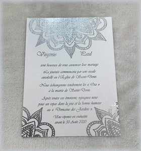 Invitation mandala brillant argenté