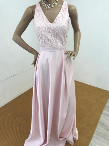 Robe longue rose poudre CH