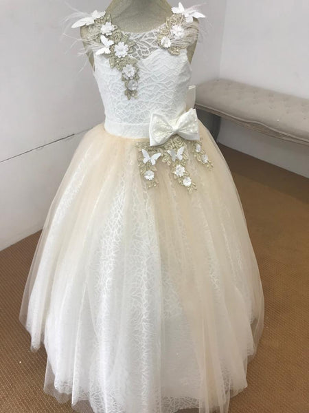 Robe enfant ivoire papillon avec cerceaux