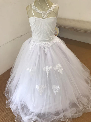 Robe enfant blanche papillon avec cerceaux