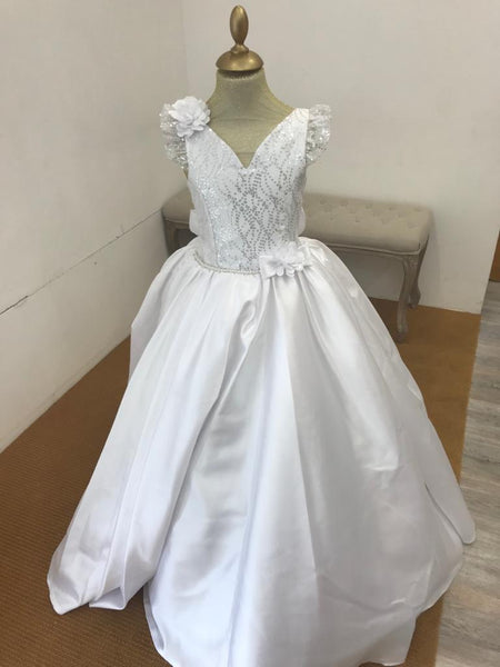 Robe enfant blanche pailleté avec cerceaux