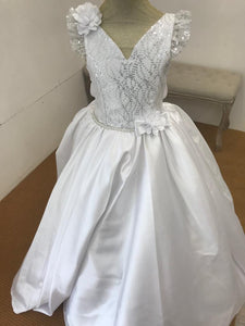 Robe enfant blanche pailleté avec cerceaux