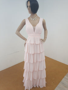 Robe longue rose poudre