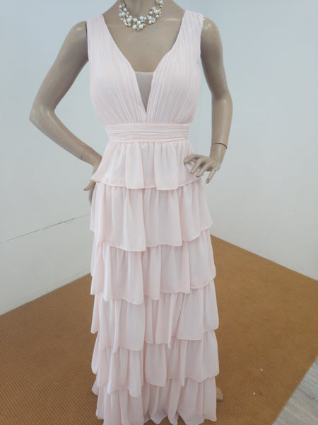 Robe longue rose poudre