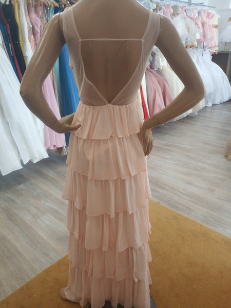 Robe longue rose poudre