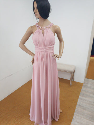 Robe longue rose poudrée dos attachée