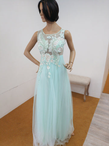 Robe longue verte  strass P