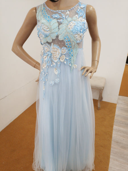 Robe longue bleu ciel  strass P