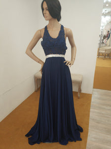 Robe longue bleu marine  strass