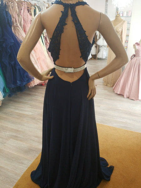 Robe longue bleu marine  strass