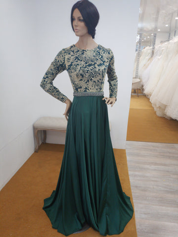 Robe manche longue vert émeraude