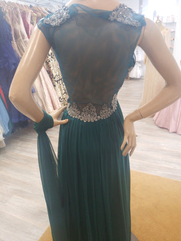 Robe longue verte strass