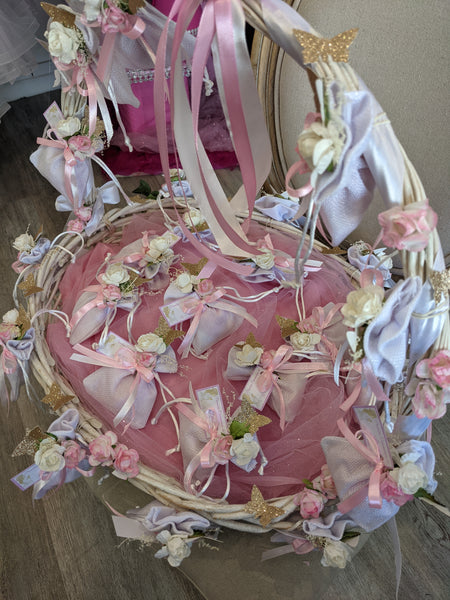 Sac jute blanc floral / papillon