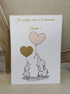 Carte a gratter parrain/marraine coeur  ....