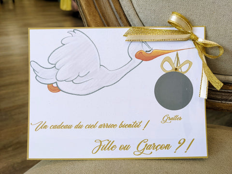 Carte a gratter Fille/Garcon Cigogne