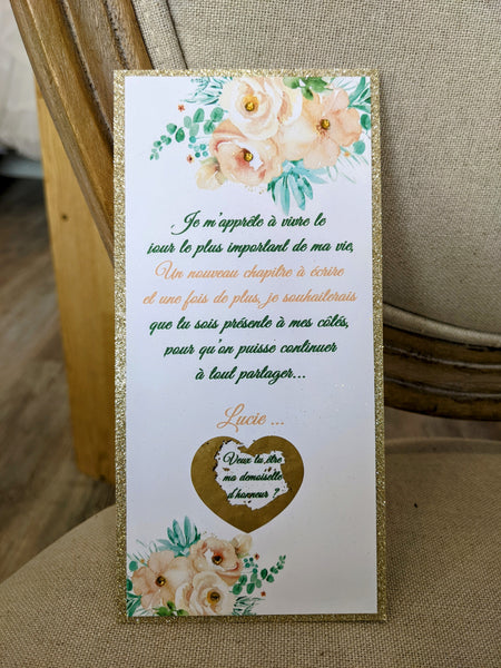 Carte à gratter florale témoin