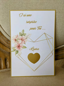 Carte a gratter Coeur floral