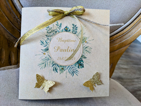 Faire part kraft floral