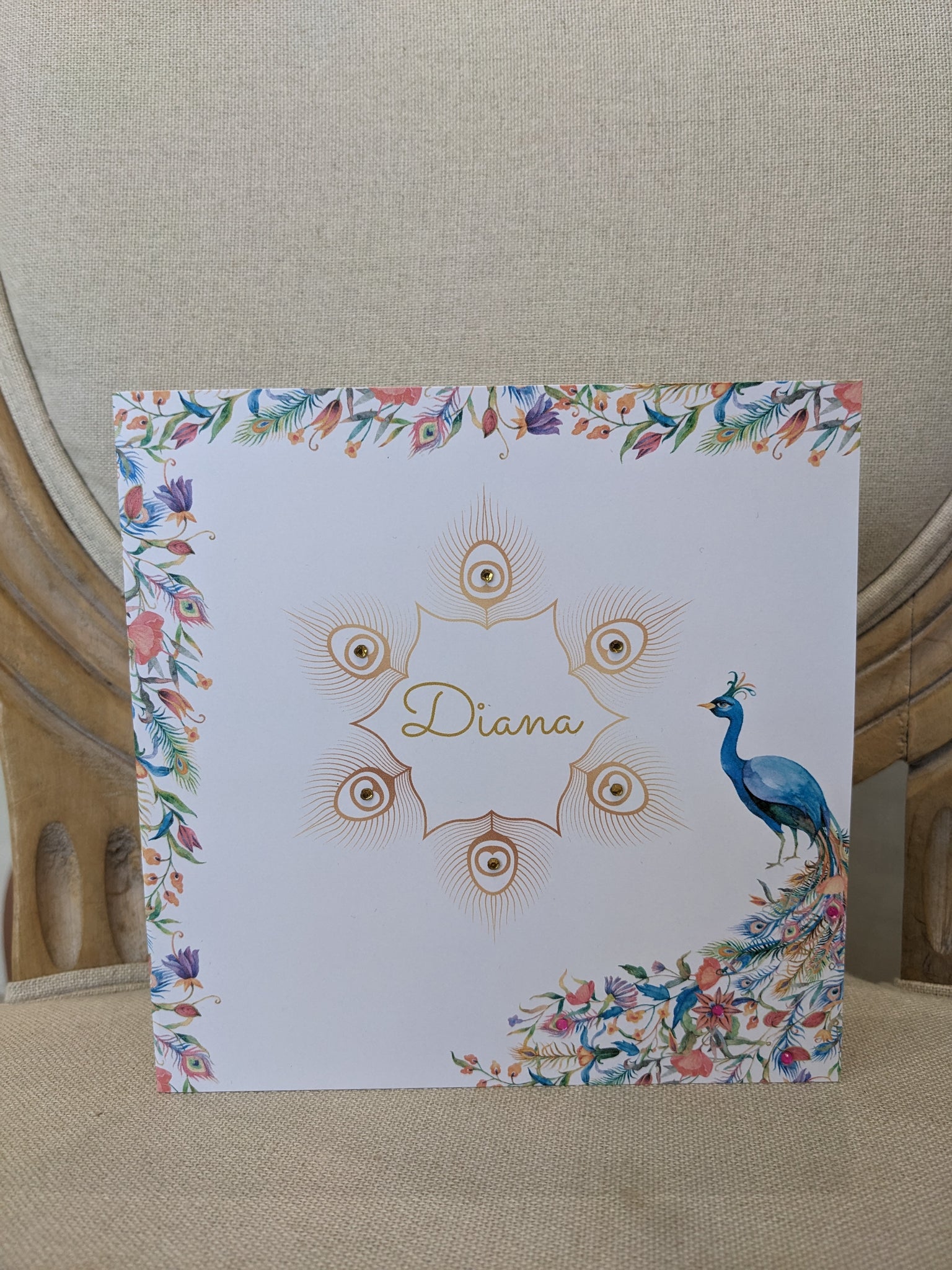 Invitation Plume Paon florale