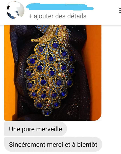 Broche Paon bleu roi